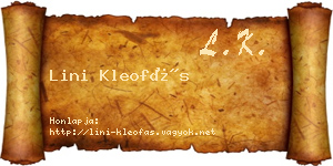 Lini Kleofás névjegykártya